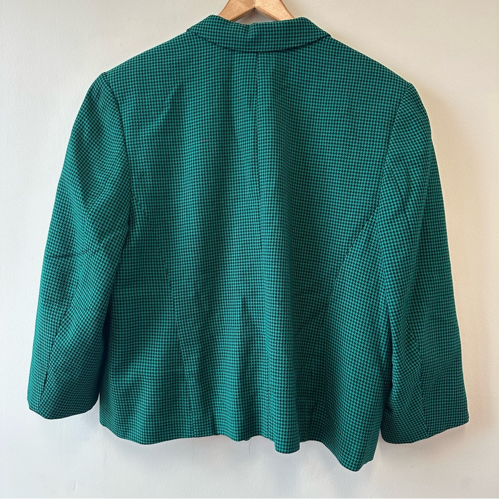 Pendleton 100% Virgin Wool Kelly Green Houndstooth Blazer 20W - Picture 6 of 8